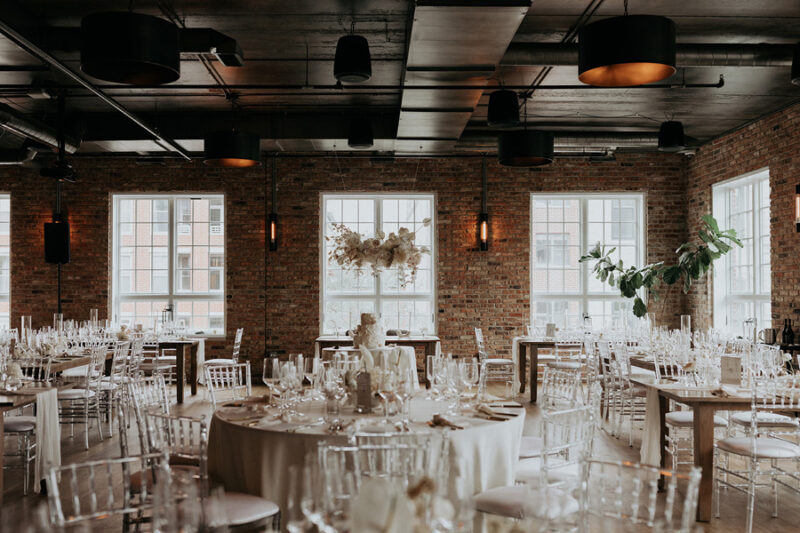 modern white wedding at loft lucia