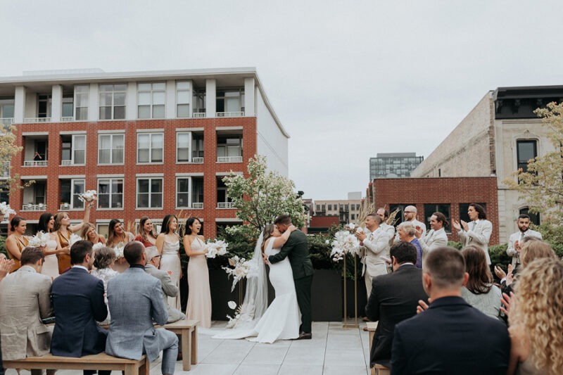 modern white wedding at loft lucia