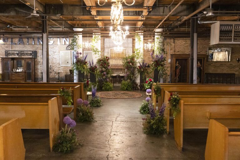 Wedding ceremony decoration at Salvage One