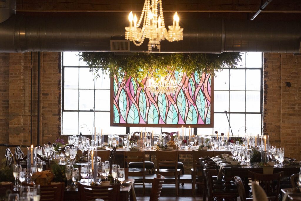 Wedding reception dinner at Salvage One